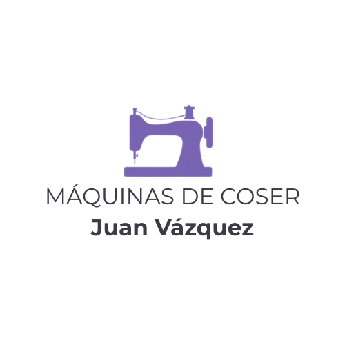 Logotipo con máquina de coser y nombre Juan Vázquez